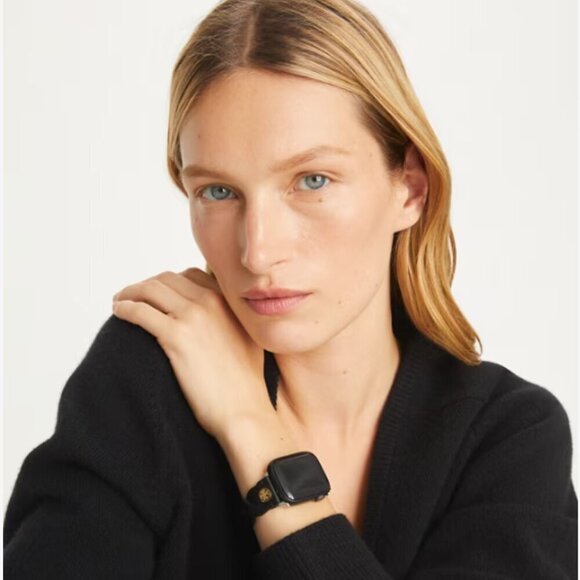 New! Tory Burch Apple Watch Band 38-45mm -Braided Leather Band-Light Blue - Picture 7 of 7